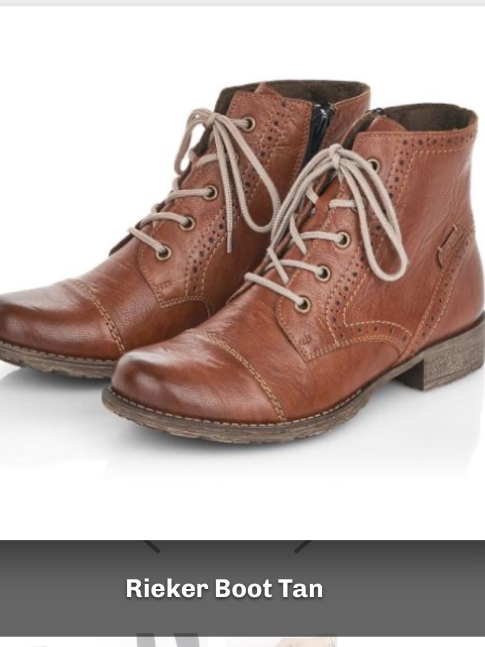 Rieker Women's Tan Leather Lace-Up Ankle Boots